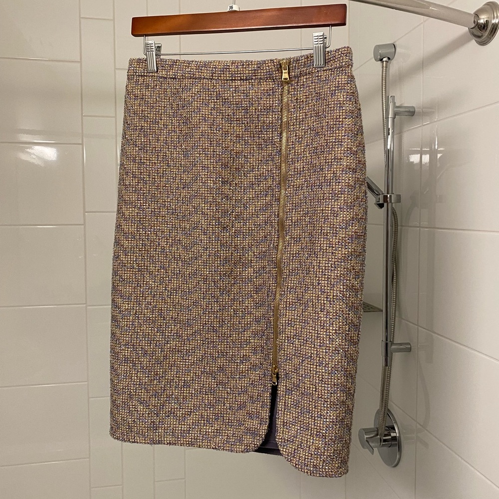 J. Crew Tweed Pencil Skirt with Gold Zipper ✨🪩